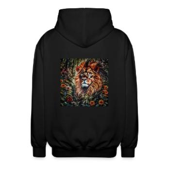 Lion - Unisex Kapuzenjacke - Schwarz - Hinten - AI Model Male 185 light (185cm)