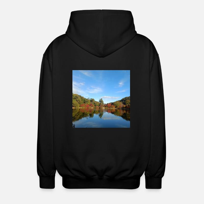 Blick auf den See - Unisex Kapuzenjacke - Schwarz