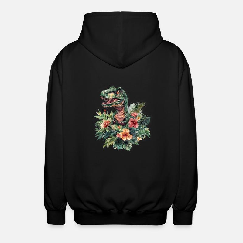 T-Rex entre les fleurs - Veste à capuche unisexe - noir