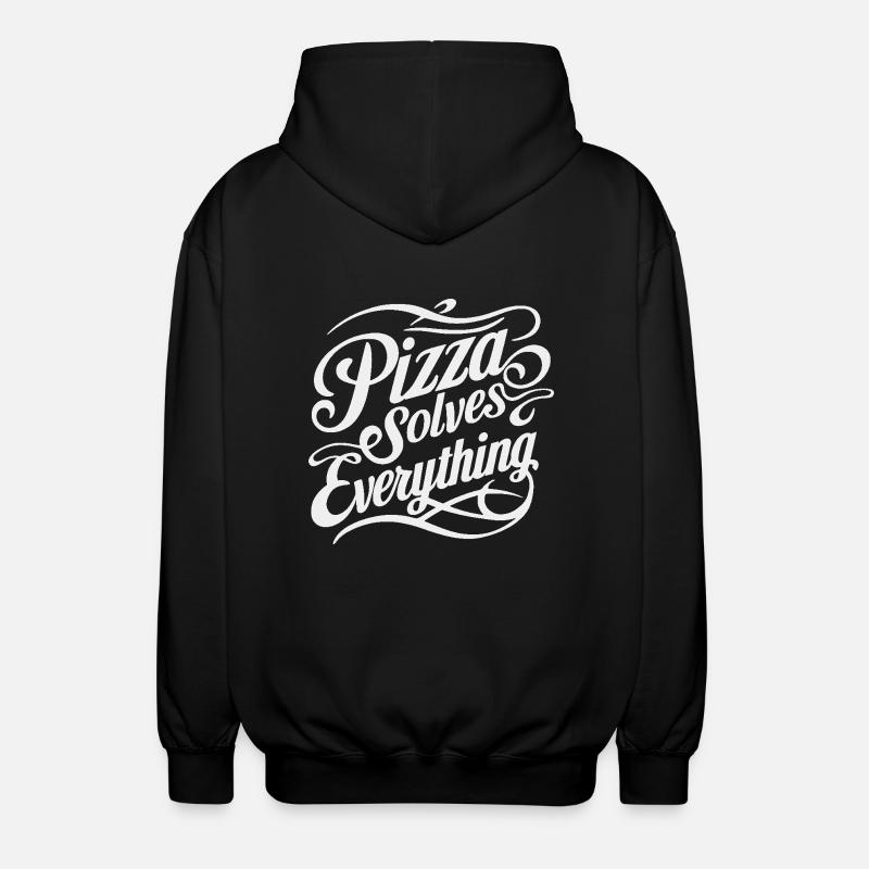 Pizza solves everything - Unisex Hooded Jacket - black