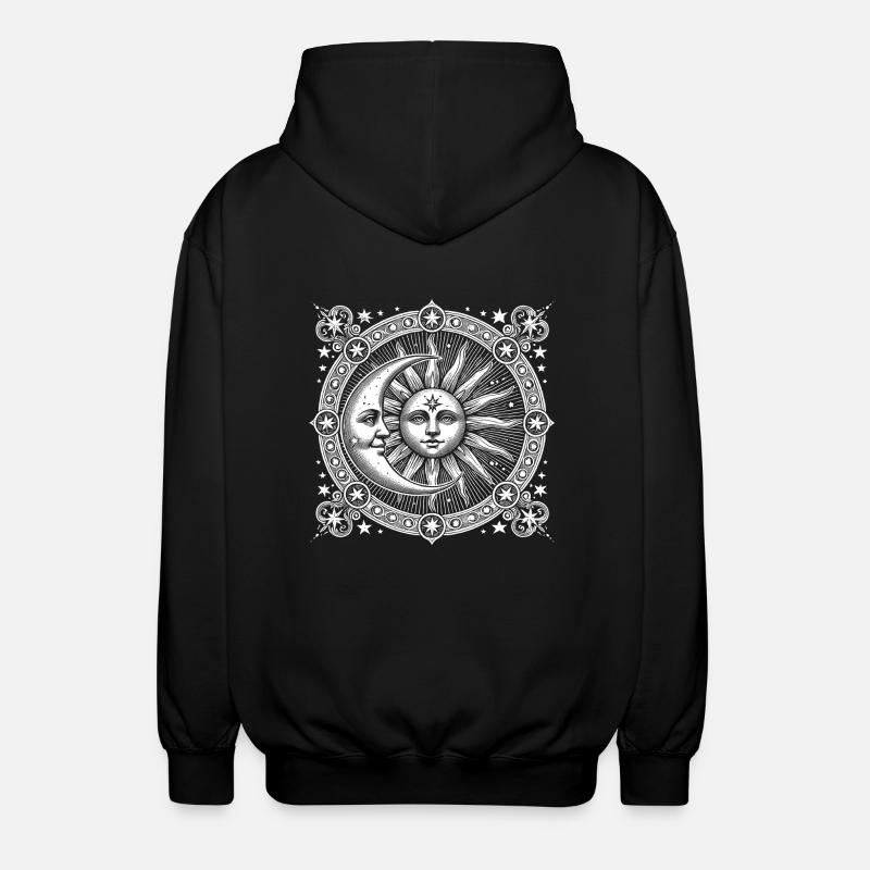 Soleil et lune avec visage - Veste à capuche unisexe - noir