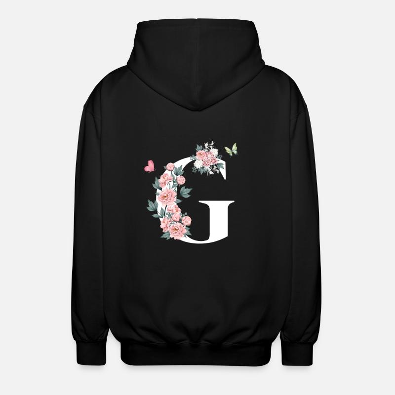 Lettre g fleurs rose - Veste à capuche unisexe - noir