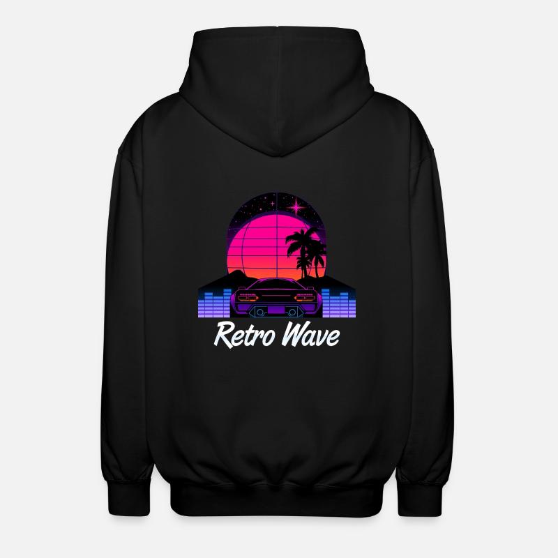 “Retro Wave” Synthwave desing - Veste à capuche unisexe - noir