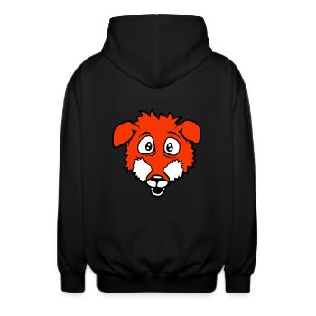 Fuchs Große Augen Erschrocken Glücklich Angst Cool - Unisex Kapuzenjacke - Schwarz - Hinten - AI Model Male 185 light (185cm)