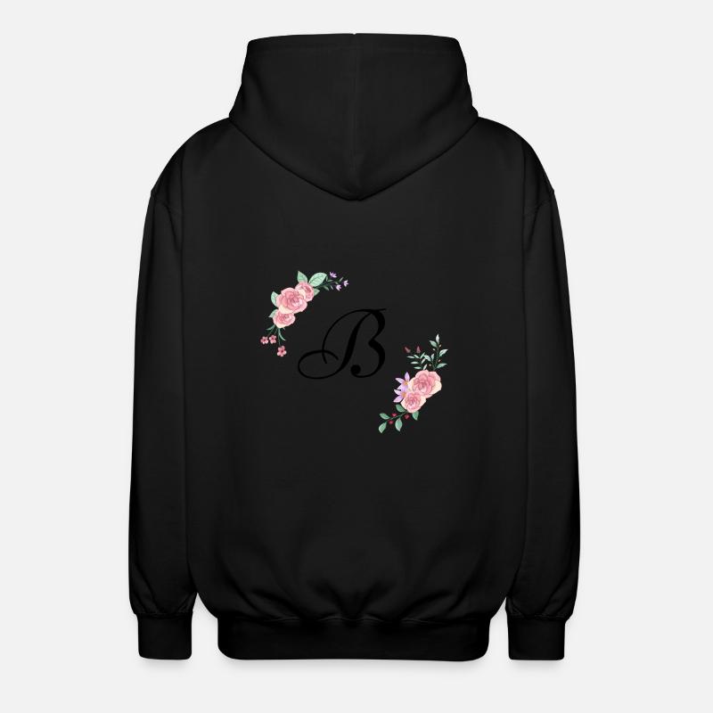 Rosa Blumenbuchstabe b - Unisex Kapuzenjacke - Schwarz