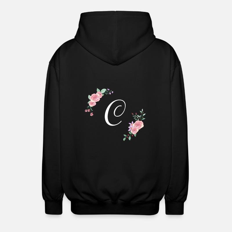 Lettre c florale rose - Veste à capuche unisexe - noir