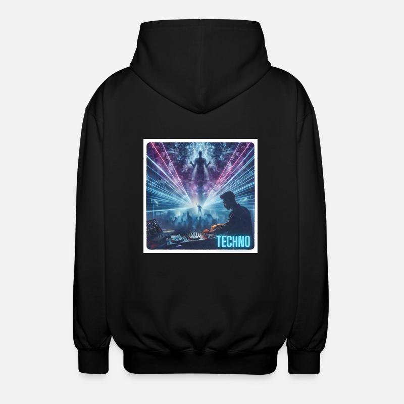 DJ mit Lasershow - Unisex Kapuzenjacke - Schwarz
