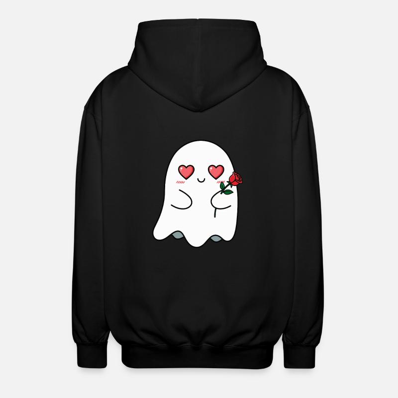 Geist mit Rose - Unisex Kapuzenjacke - Schwarz