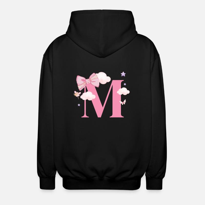 Buchstabe m rosa Wolken - Unisex Kapuzenjacke - Schwarz