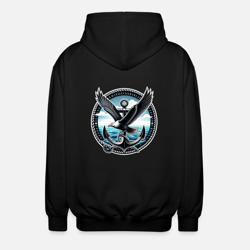 Mouette avec ancre - Veste à capuche unisexe - noir