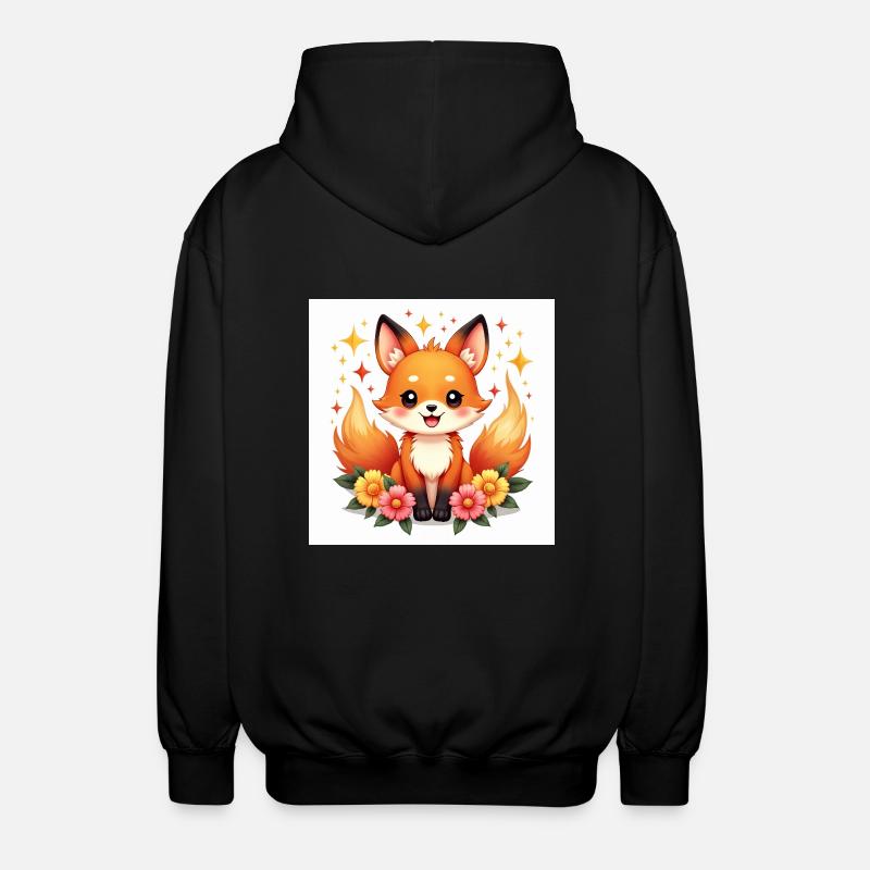 Renard Magique & Fleurs - Veste à capuche unisexe - noir
