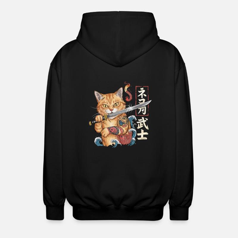 Chat samouraï - Veste à capuche unisexe - noir