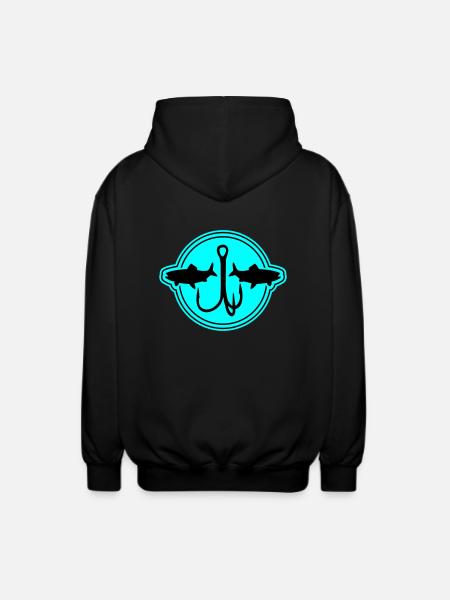 Fishing Symbol Fish Hook - Unisex Hooded Jacket - black