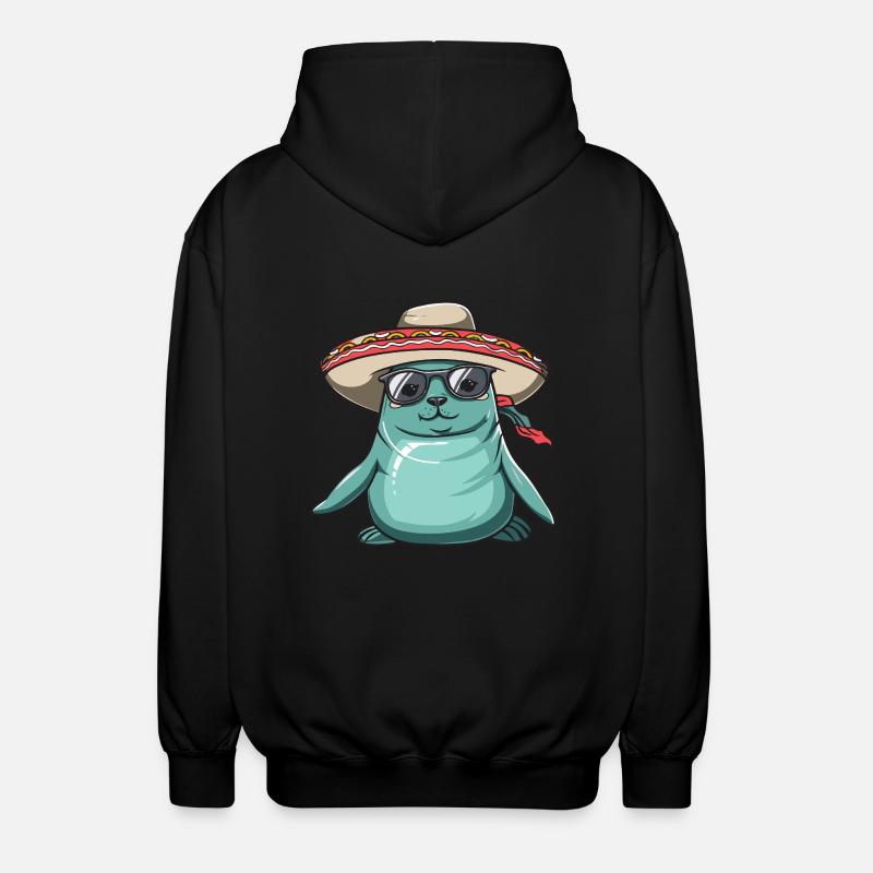 phoque animal drôle sombrero - Veste à capuche unisexe - noir