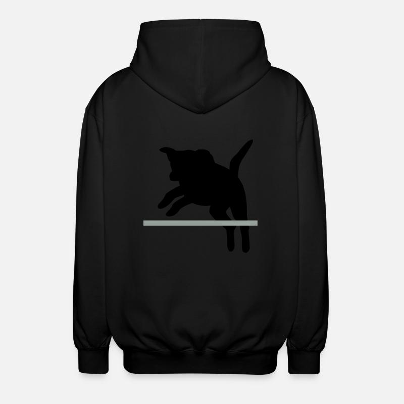 Hund im Sprung / Agility - Unisex Kapuzenjacke - Schwarz