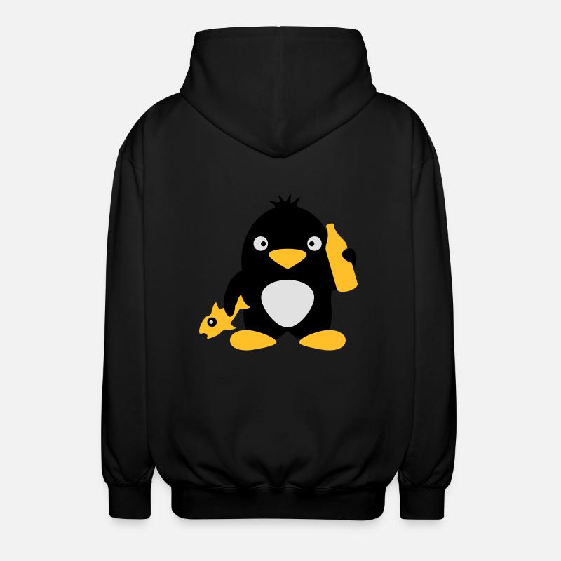 Fish And Beer Penguin - Unisex Hooded Jacket - black