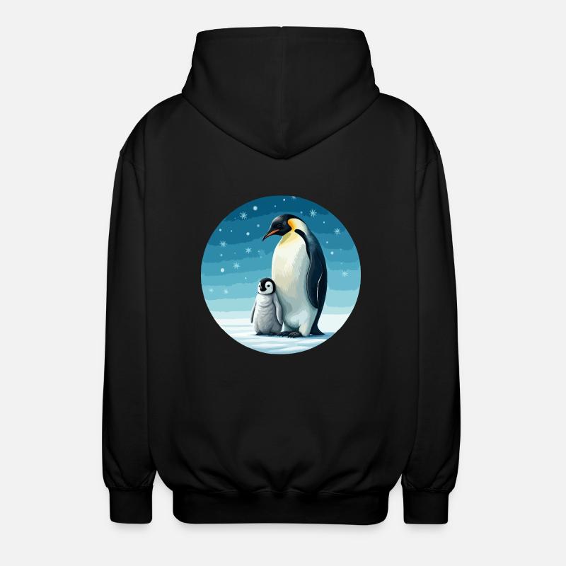 Emperor penguin with child - Unisex Hooded Jacket - black