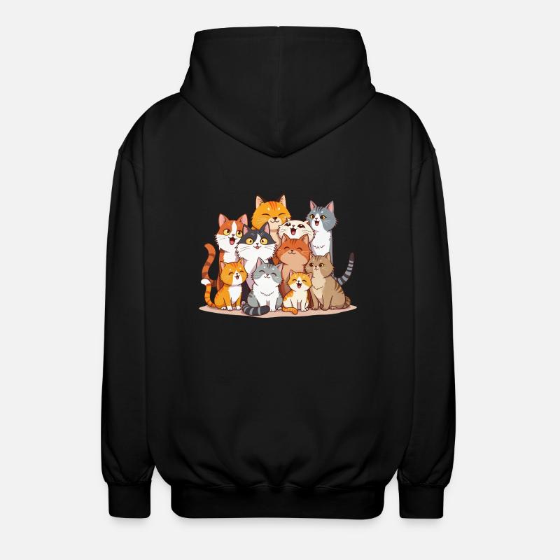 Katzen-Herde - Unisex Kapuzenjacke - Schwarz