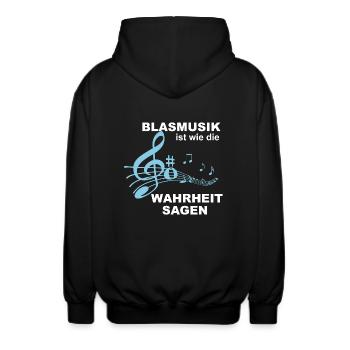 Blasmusik ist wie die Wahrheit sagen! - Geschenk - Unisex Kapuzenjacke - Schwarz - Hinten - AI Model Male 185 light (185cm)
