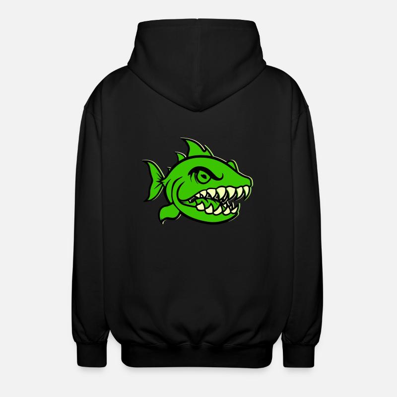 piranha comic fish - Unisex Kapuzenjacke - Schwarz