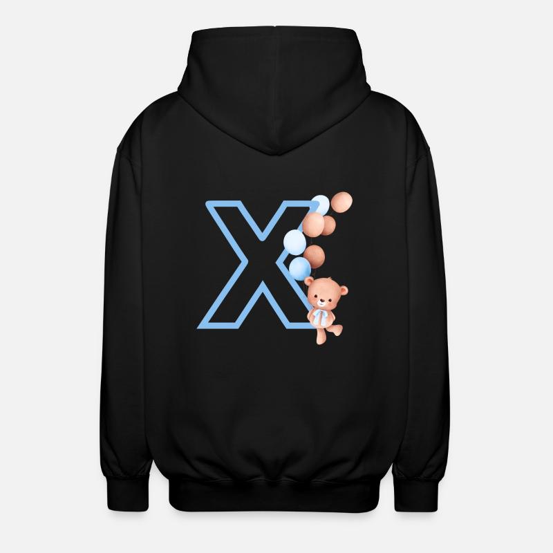 Blauer Buchstabe x Bär - Unisex Kapuzenjacke - Schwarz