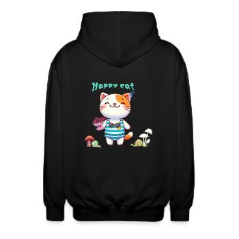 Chat mignon - Veste à capuche unisexe - noir - Dos - AI Model Male 185 light (185cm)