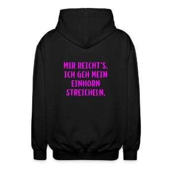 Mir reicht´s. Ich geh mein Einhorn streicheln. - Unisex Kapuzenjacke - Schwarz - Hinten - AI Model Male 185 light (185cm)