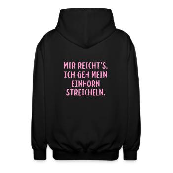 Mir reicht´s. Ich geh mein Einhorn streicheln. - Unisex Kapuzenjacke - Schwarz - Hinten - AI Model Male 185 light (185cm)