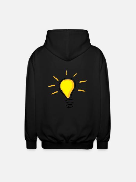 Yellow light bulb turned on - Unisex Hooded Jacket - black