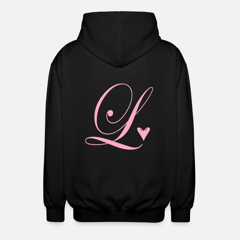 Monogramm L Herz Ranke - Unisex Kapuzenjacke - Schwarz