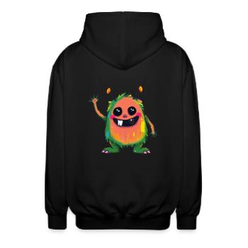 Bunte Monsterkunst - Niedlicher & verspielter Charakter - Unisex Kapuzenjacke - Schwarz - Hinten - AI Model Male 185 light (185cm)