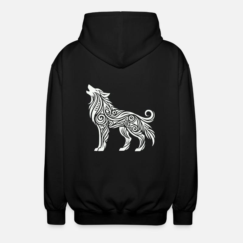 wolf tribal tier - Unisex Kapuzenjacke - Schwarz