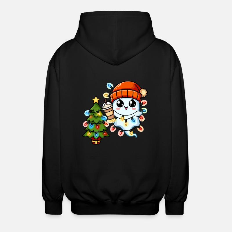 Weihnachtsgeist Lichterkette Weihnachtsbaum - Unisex Kapuzenjacke - Schwarz