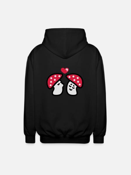 verliebte Pilze 3 - Unisex Kapuzenjacke - Schwarz