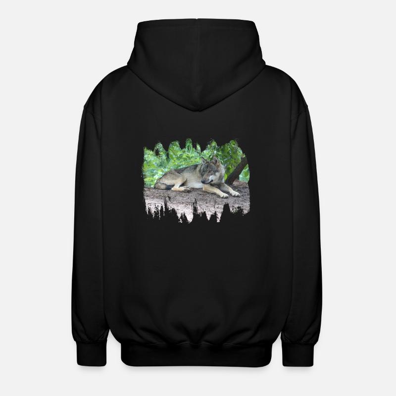 Grey Wolf - Unisex Hooded Jacket - black