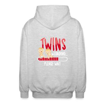 Twins loading Zwillinge Schwangerschaft Lustig - Unisex Kapuzenjacke - Hellgrau meliert - Hinten - AI Model Male 185 light (185cm)