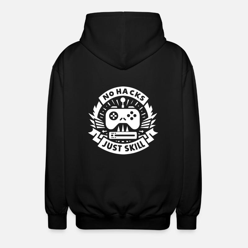 No Hacks Just Skill - Unisex Hooded Jacket - black