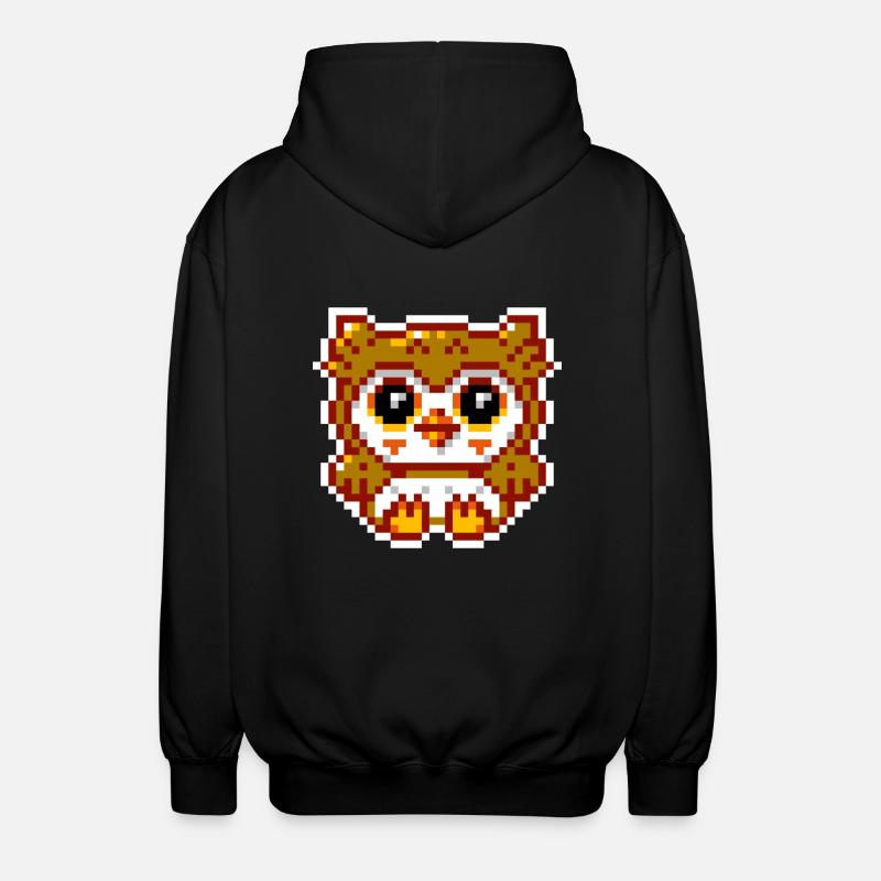 8bit Eule - Unisex Kapuzenjacke - Schwarz