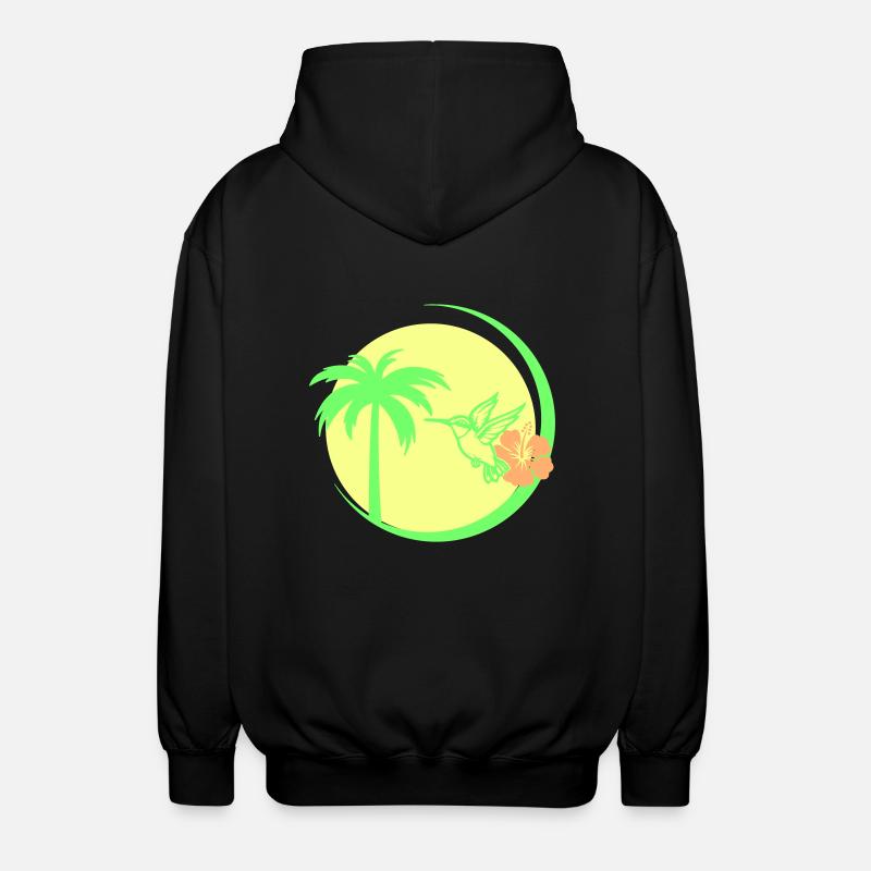 Palm Hummingbird Hibiscus - Unisex Hooded Jacket - black