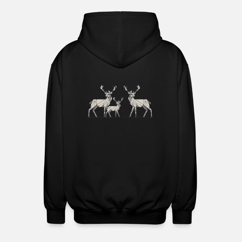 Hirsch 2D - Unisex Kapuzenjacke - Schwarz