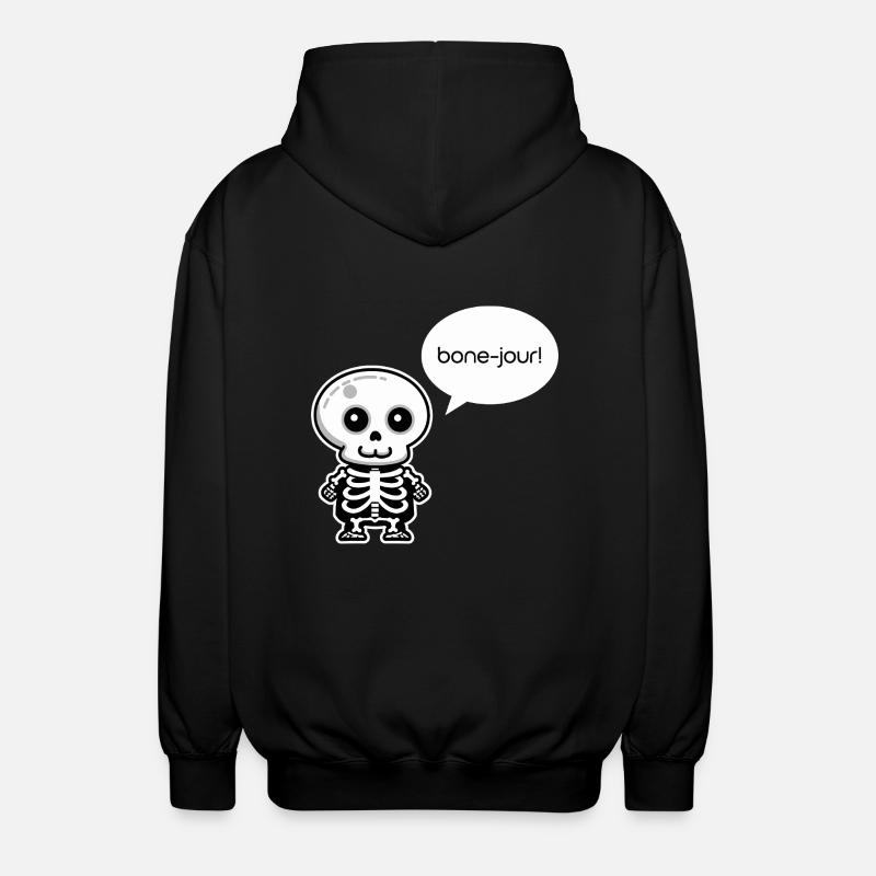 Bone-jour! - Funny Skeleton Pun - Unisex Hooded Jacket - black