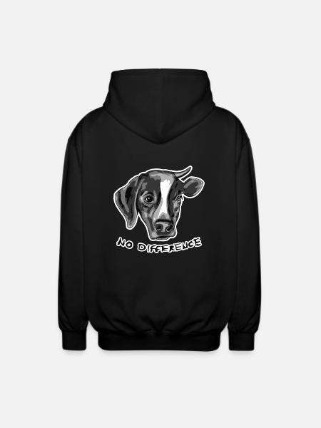 Geen verschil tussen de hond en de koe - Uniseks zip hoodie - zwart
