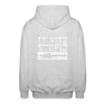 Je suis avec stupid - Veste à capuche unisexe - gris clair chiné - Dos - AI Model Male 185 light (185cm)