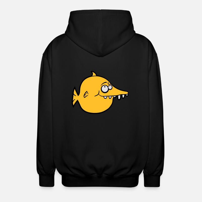 dicker runder witziger comic fisch - Unisex Kapuzenjacke - Schwarz