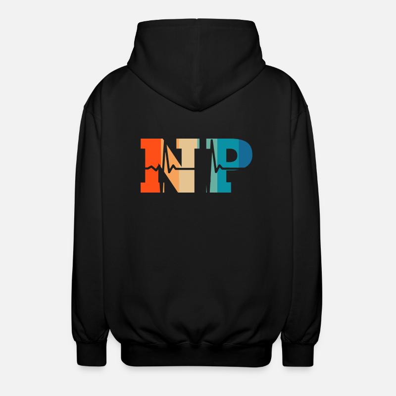 Heartbeat retro nurse practitioner - Unisex Hooded Jacket - black