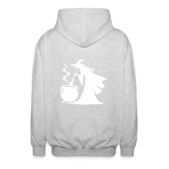 hexe kochtopf - Unisex Kapuzenjacke - Hellgrau meliert - Hinten - AI Model Male 185 light (185cm)