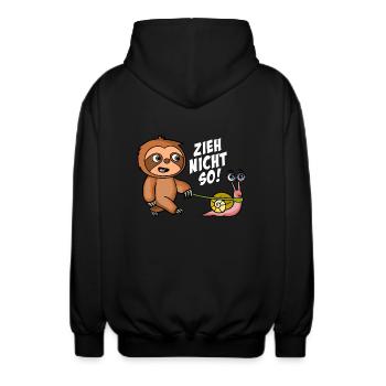 Zieh nicht so Faultier + Schnecke Schwarze Shirts - Unisex Kapuzenjacke - Schwarz - Hinten - AI Model Male 185 light (185cm)