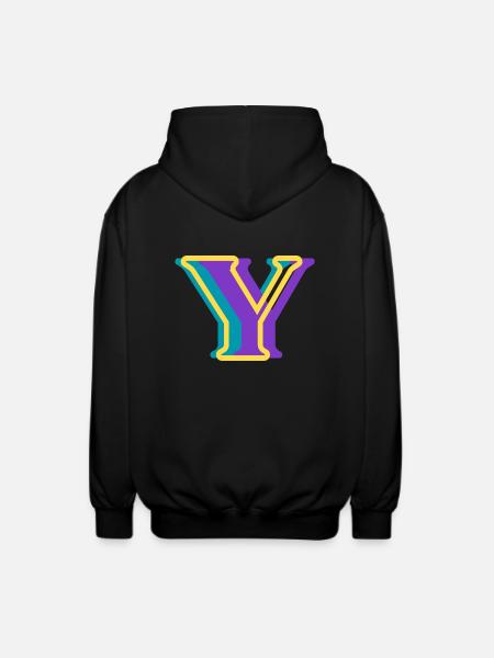 Mehrfarbiger Buchstabe y - Unisex Kapuzenjacke - Schwarz