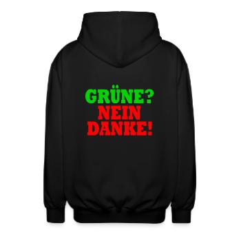 grüne nein danke - Unisex Kapuzenjacke - Schwarz - Hinten - AI Model Male 185 light (185cm)