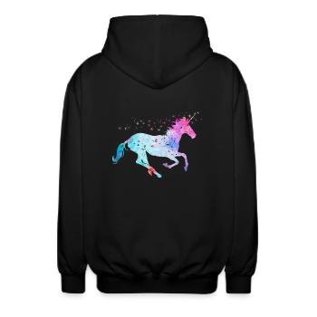 Licorne avec paillettes - Veste à capuche unisexe - noir - Dos - AI Model Male 185 light (185cm)